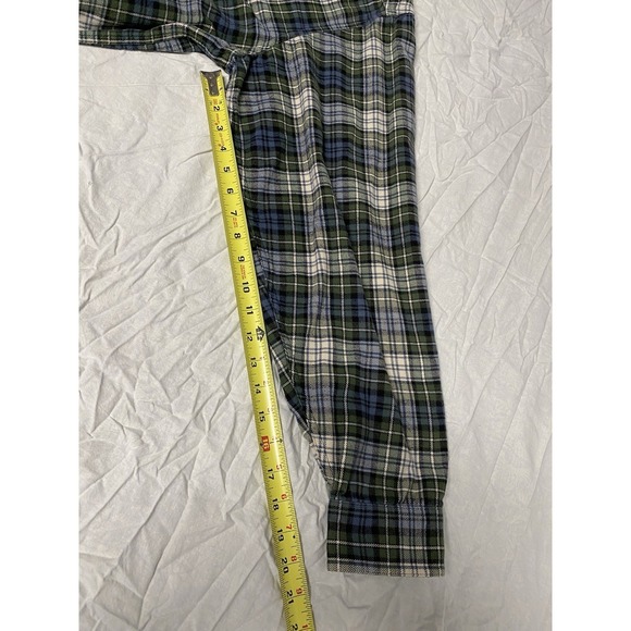 L.L. Bean Men's XL Tall Plaid Flannel Shirt Green Blue Cotton Button Front - Picture 7 of 8